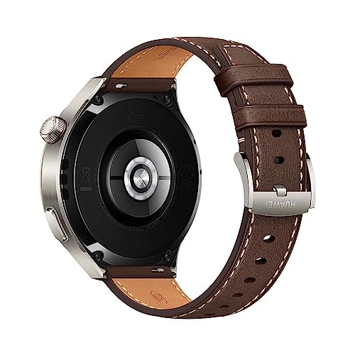 HUAWEI Watch 4 Pro Smartwatch – Titan & Saphirglas, eSIM, Lederarmband, Android & iOS, Dunkelbraun