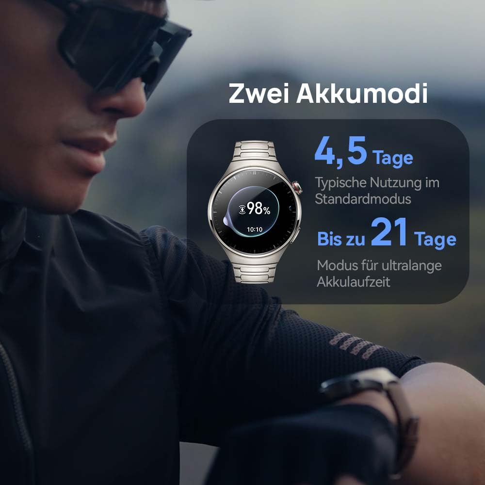 HUAWEI Watch 4 Pro Smartwatch – Titan & Saphirglas, eSIM, Lederarmband, Android & iOS, Dunkelbraun