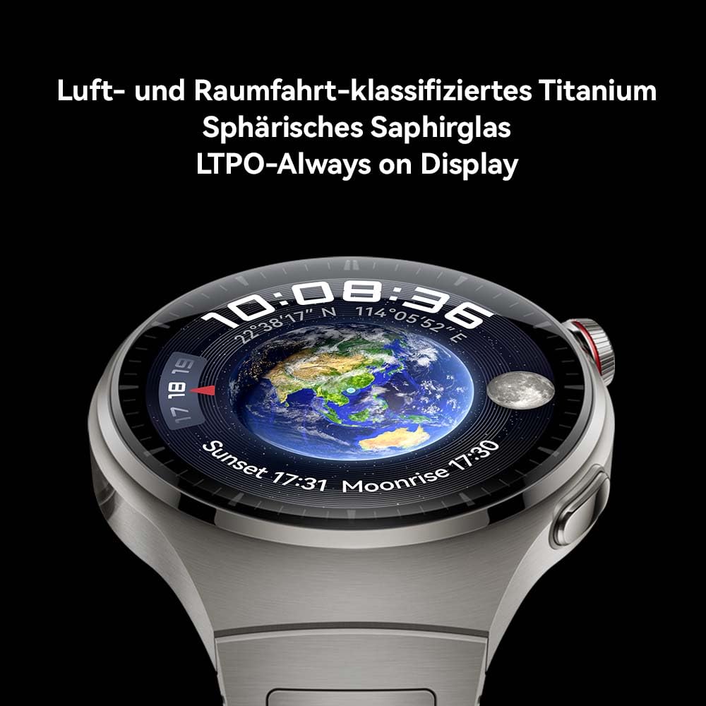 HUAWEI Watch 4 Pro Smartwatch – Titan & Saphirglas, eSIM, Lederarmband, Android & iOS, Dunkelbraun