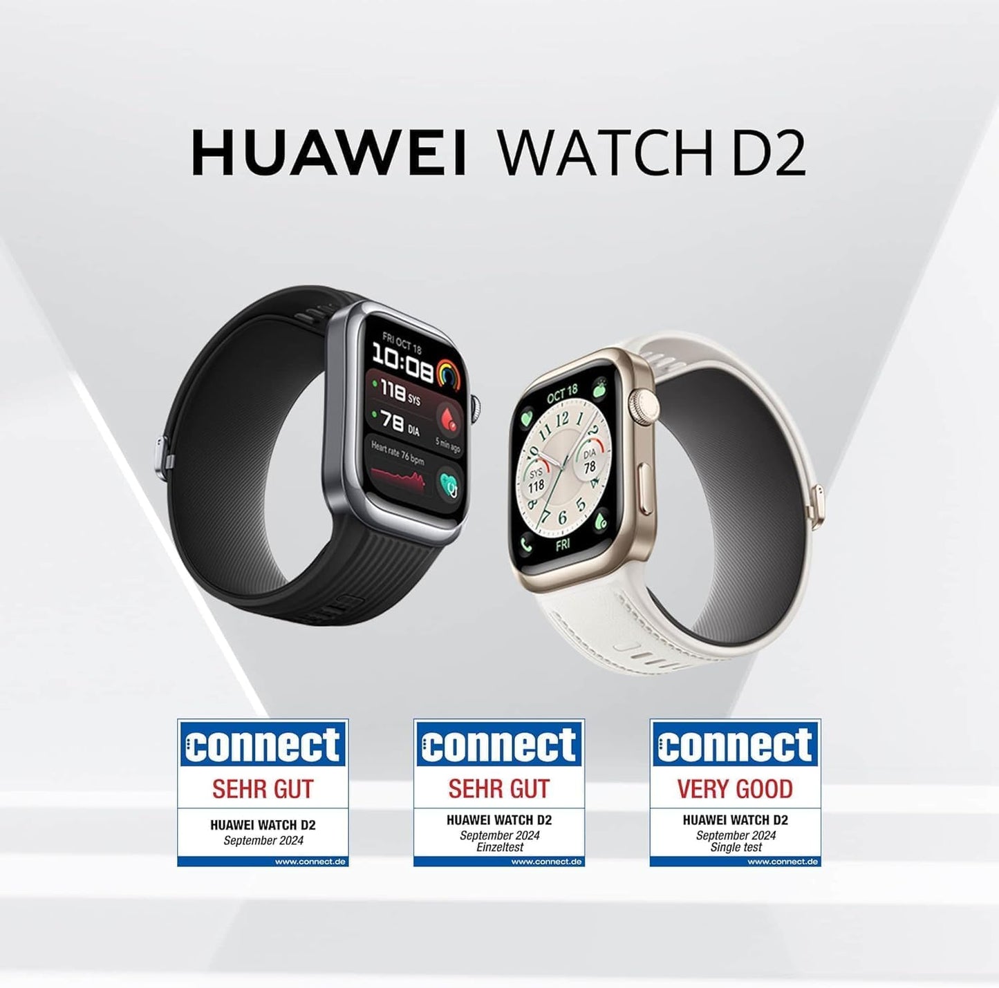 HUAWEI Watch D2 Smartwatch 1,82” AMOLED – Blutdruckmessung, EKG, Fitness & Lifestyle, Schwarz