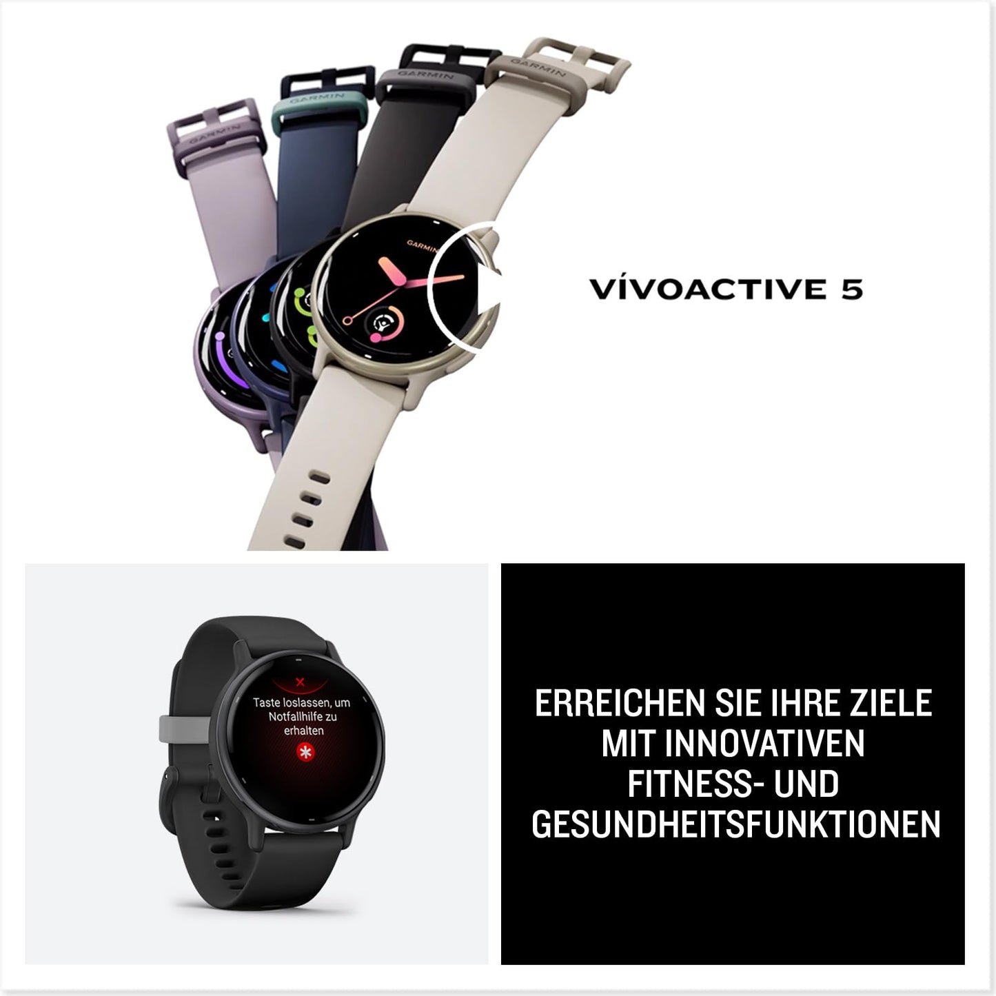 Garmin Vivoactive 5 GPS-Smartwatch – 1,2” AMOLED Display, Fitness, Gesundheit & Musikfunktionen
