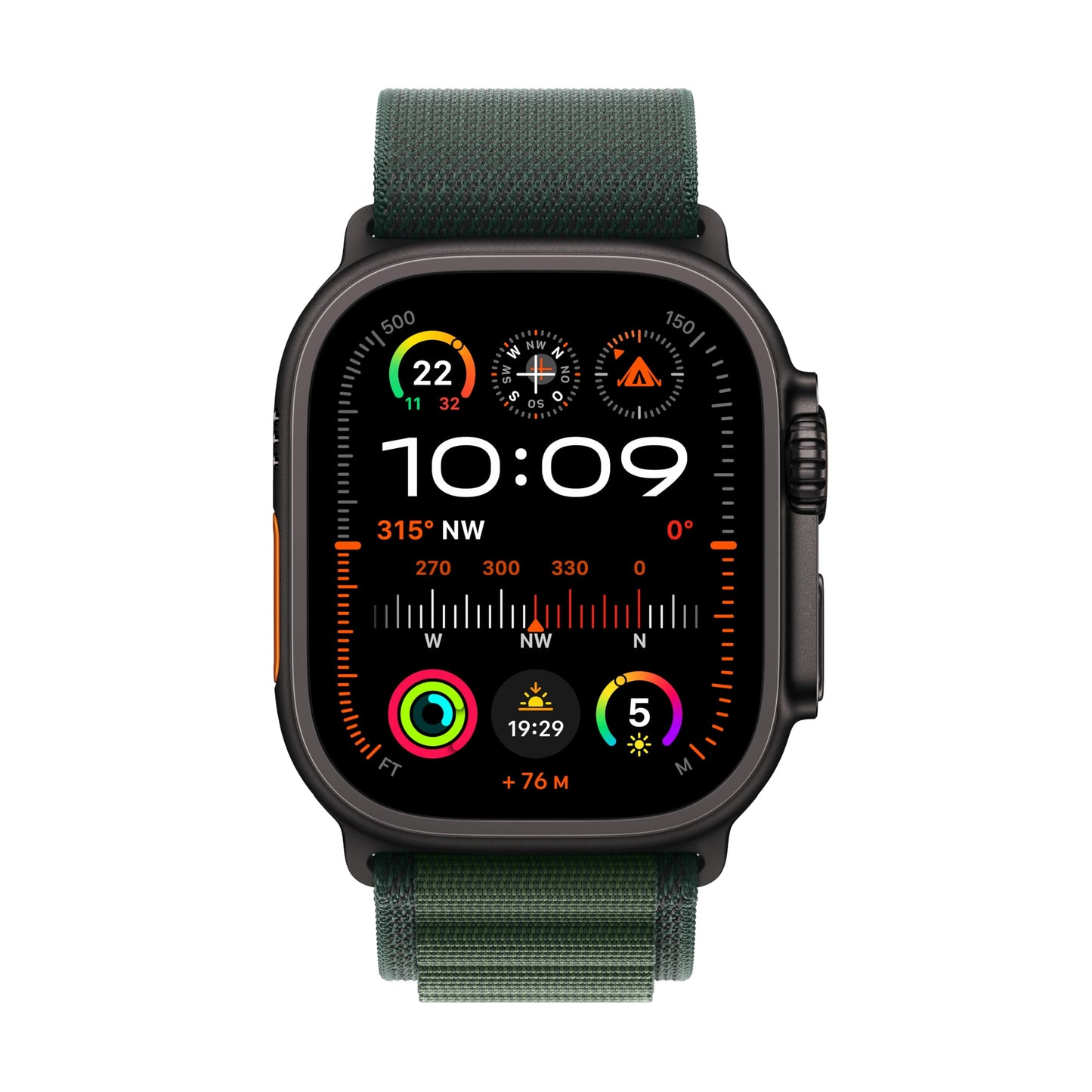 Apple Watch Ultra 2 49mm GPS + Cellular – Smartwatch mit Titan, präzisem GPS, Actiontaste, CO₂-neutral, Alpine Loop Grün (M)