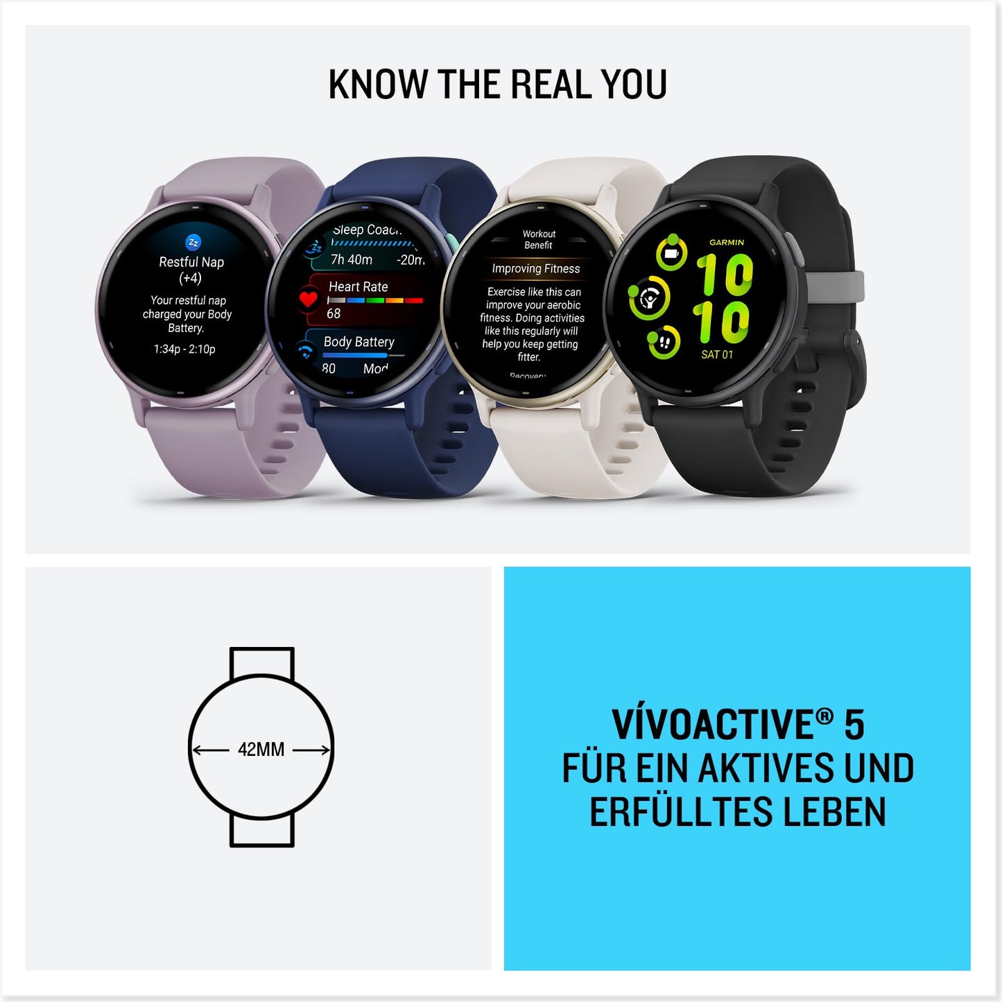 Garmin Vivoactive 5 GPS-Smartwatch – 1,2” AMOLED Display, Fitness, Gesundheit & Musikfunktionen