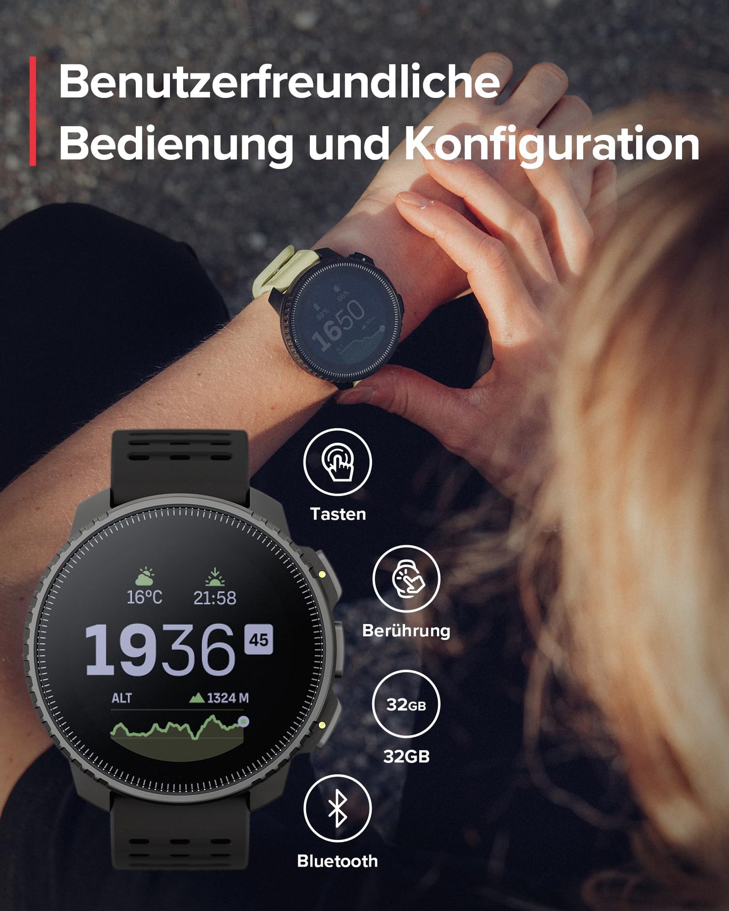 SUUNTO Vertical – Outdoor GPS-Smartwatch mit Dualband-GPS, Solarladung & Offline-Karten, bis 65 Tage Akku, 100 m wasserdicht, Militärstandard
