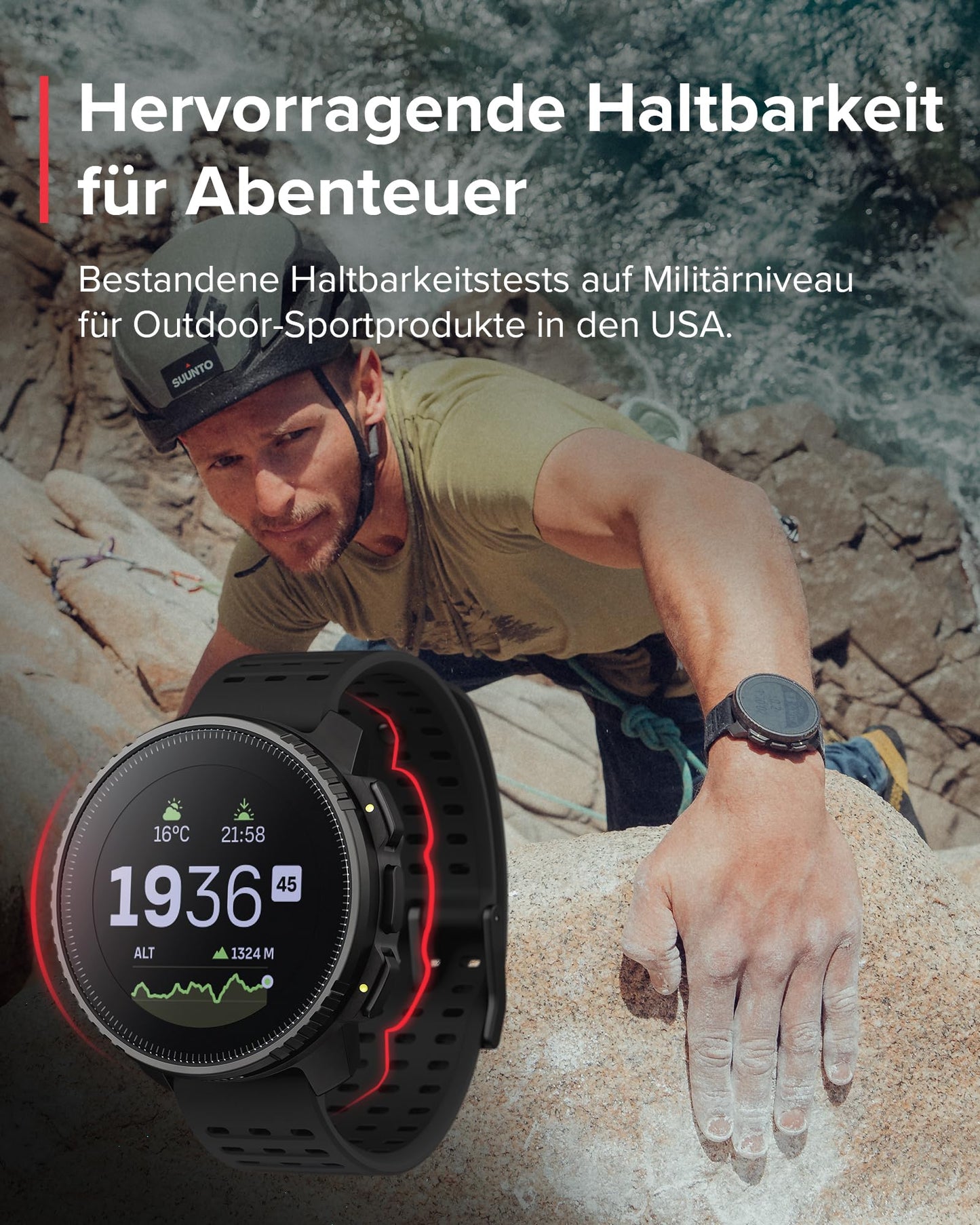 SUUNTO Vertical – Outdoor GPS-Smartwatch mit Dualband-GPS, Solarladung & Offline-Karten, bis 65 Tage Akku, 100 m wasserdicht, Militärstandard