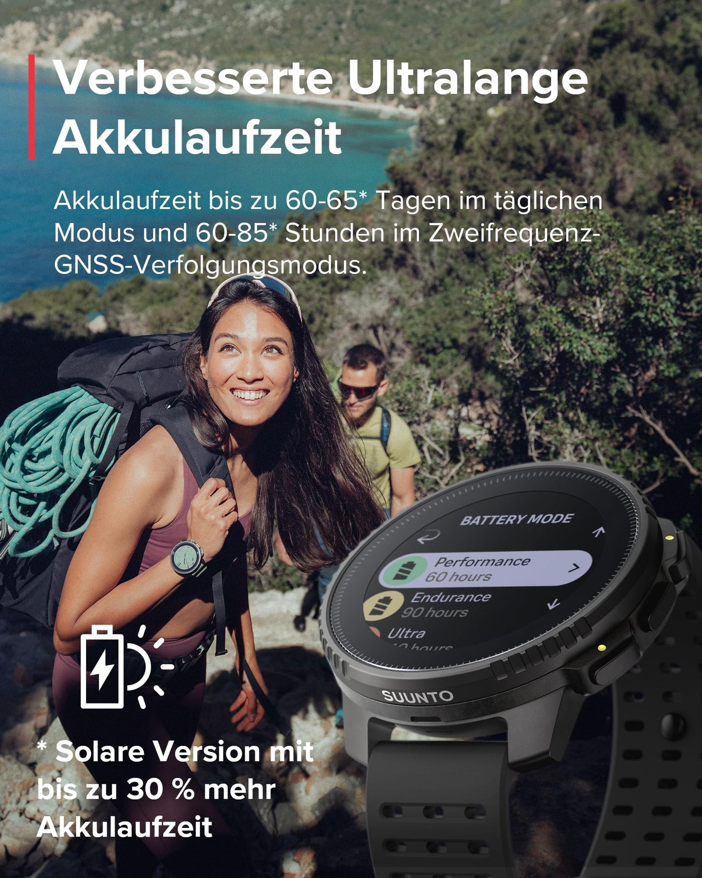 SUUNTO Vertical – Outdoor GPS-Smartwatch mit Dualband-GPS, Solarladung & Offline-Karten, bis 65 Tage Akku, 100 m wasserdicht, Militärstandard