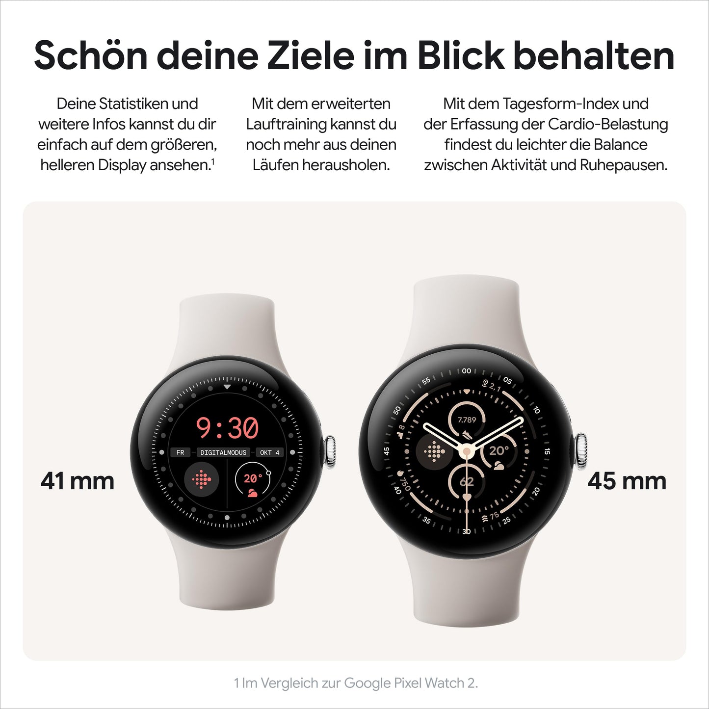 Google Pixel Watch 3 41mm Smartwatch – Herzfrequenz, Fitbit Running, Fitness, 24h Akku, Wi-Fi, Silber/Rose Quartz