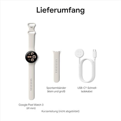 Google Pixel Watch 3 41mm Smartwatch – Herzfrequenz, Fitbit Running, Fitness, 24h Akku, Wi-Fi, Silber/Rose Quartz