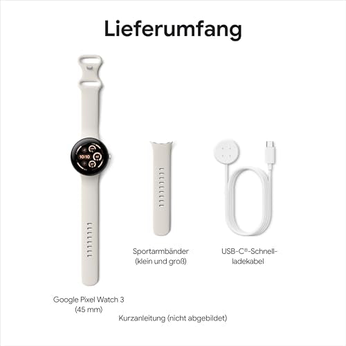Google Pixel Watch 3 45mm LTE Smartwatch – Pulsmessung, Fitbit Running, Fitness & 24h Akku, Obsidian