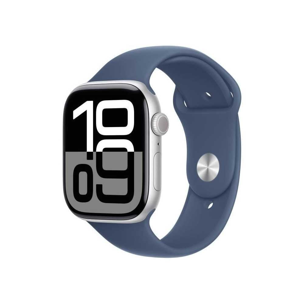 Apple Watch Series 10 46mm GPS + Cellular – Aluminium Smartwatch mit EKG, Always-On Display, wasserdicht, Sportarmband Denim (M/L)