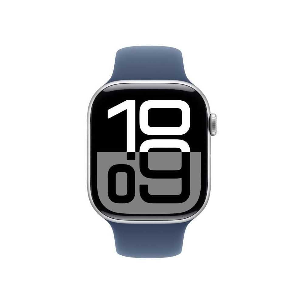 Apple Watch Series 10 46mm GPS + Cellular – Aluminium Smartwatch mit EKG, Always-On Display, wasserdicht, Sportarmband Denim (M/L)