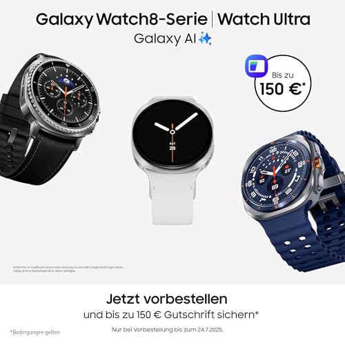 Samsung Galaxy Watch8 40mm LTE Smartwatch – Galaxy AI, Fitness & Schlaf-Coaching, Silber, 3 Jahre Garantie