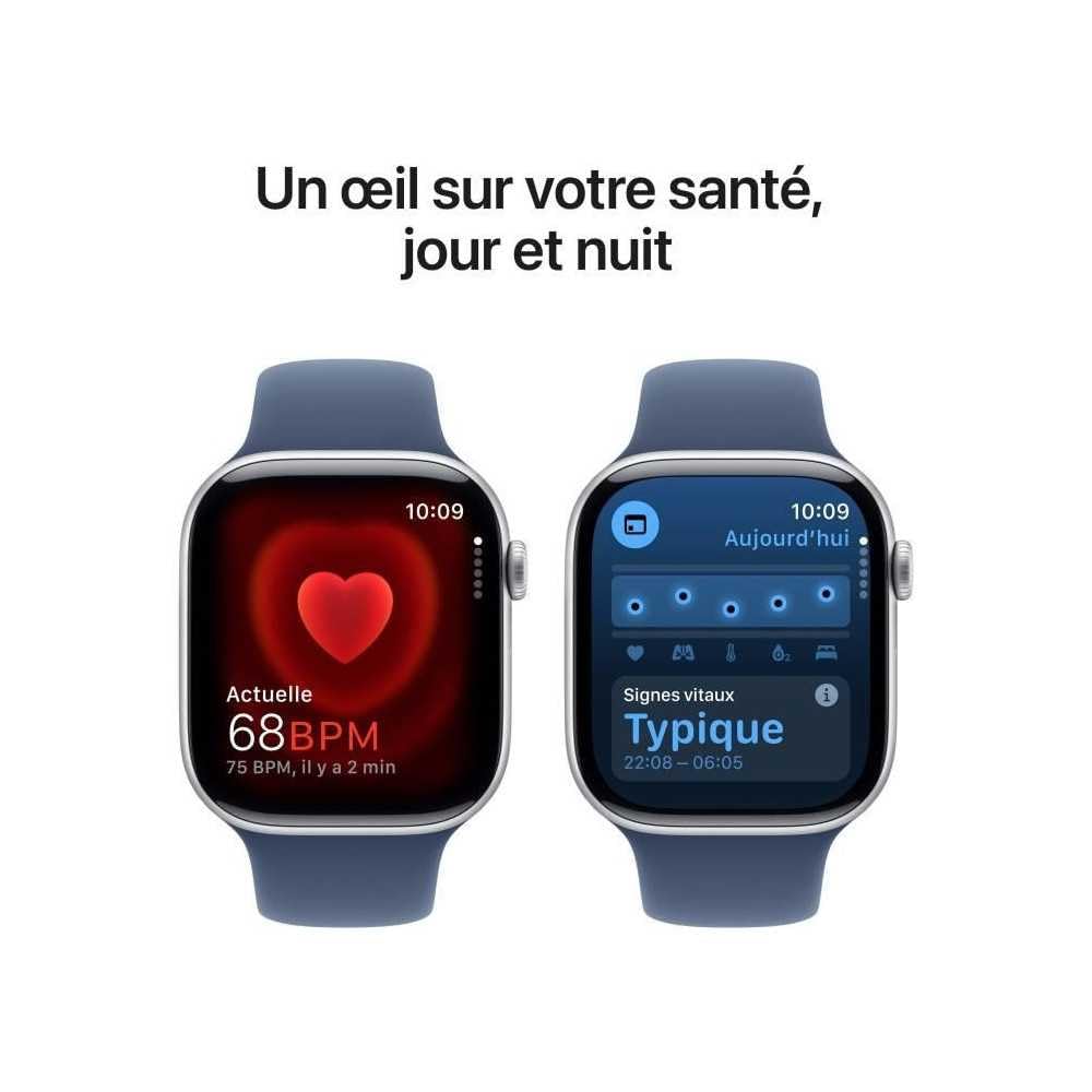 Apple Watch Series 10 46mm GPS + Cellular – Aluminium Smartwatch mit EKG, Always-On Display, wasserdicht, Sportarmband Denim (M/L)
