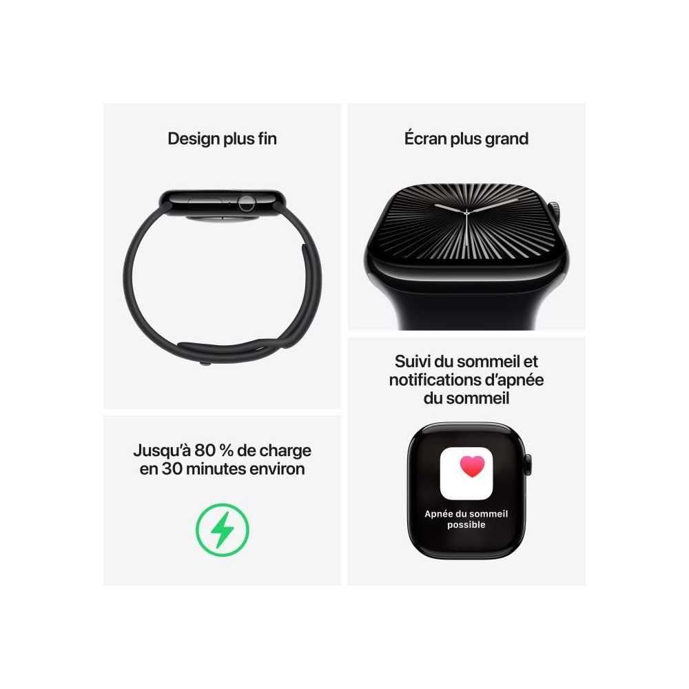 Apple Watch Series 10 46mm GPS + Cellular – Aluminium Smartwatch mit EKG, Always-On Display, wasserdicht, Sportarmband Denim (M/L)