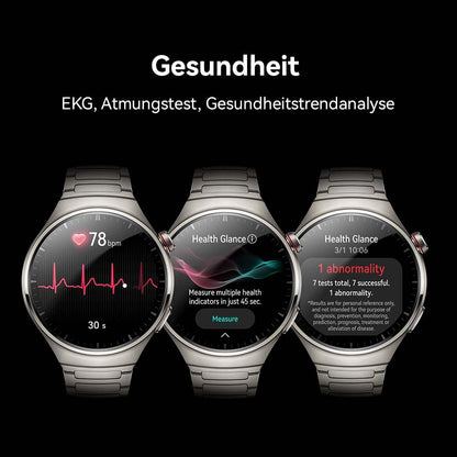 HUAWEI Watch 4 Pro Smartwatch – Titan & Saphirglas, eSIM, Lederarmband, Android & iOS, Dunkelbraun