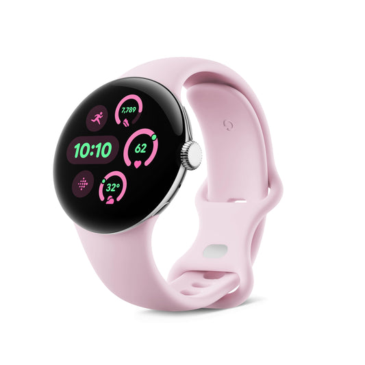 Google Pixel Watch 3 41mm Smartwatch – Herzfrequenz, Fitbit Running, Fitness, 24h Akku, Wi-Fi, Silber/Rose Quartz