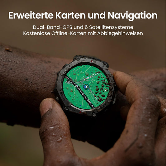 Amazfit T-Rex 3 48mm Outdoor-Smartwatch – AMOLED Display, Dual-Band GPS, Offline-Karten, 27 Tage Akku, NFC & 170+ Sportmodi, 45m wasserdicht