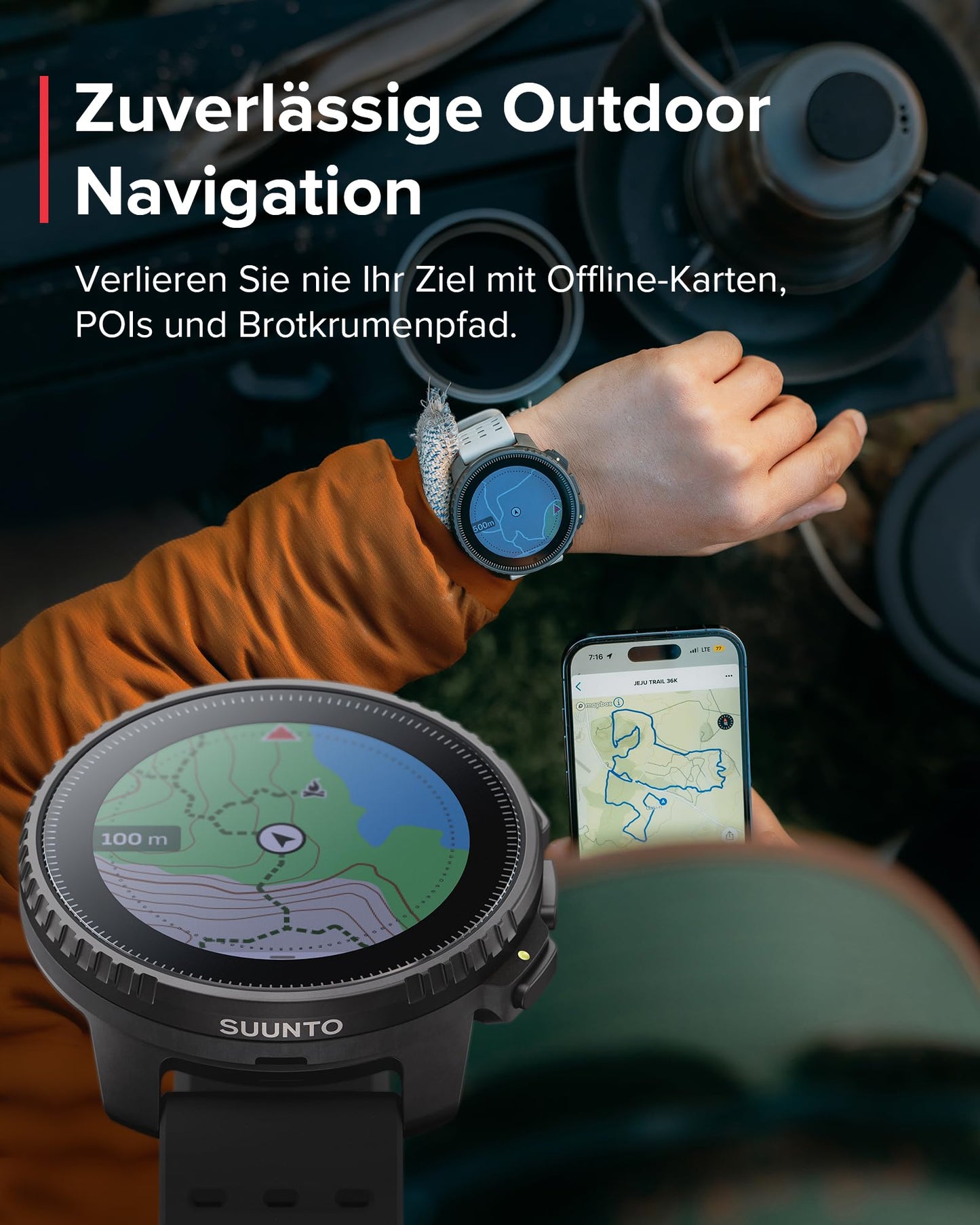 SUUNTO Vertical – Outdoor GPS-Smartwatch mit Dualband-GPS, Solarladung & Offline-Karten, bis 65 Tage Akku, 100 m wasserdicht, Militärstandard