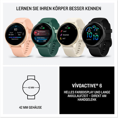 Garmin vívoactive 6 42mm Fitness-Smartwatch – 1,2” AMOLED, 11 Tage Akku, 80+ Sport-Apps, Health & Garmin Pay