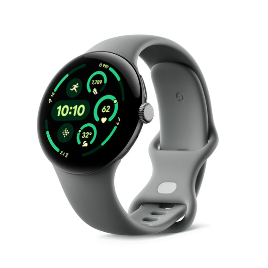 Google Pixel Watch 3 45mm Smartwatch – Herzfrequenztracking, Fitbit Running, 24h Akku, Wi-Fi, Hazel Aluminium
