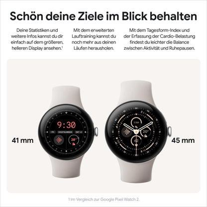 Google Pixel Watch 3 41mm Smartwatch – Herzfrequenz, Fitbit Running, Fitness, 24h Akku, Wi-Fi, Silber/Rose Quartz